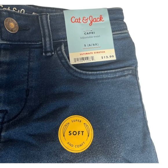 Girls Cat & Jack Adjustable Waist Dark Wash Skinny Blue Jeans Girls Size S 6/6X - Picture 8 of 12